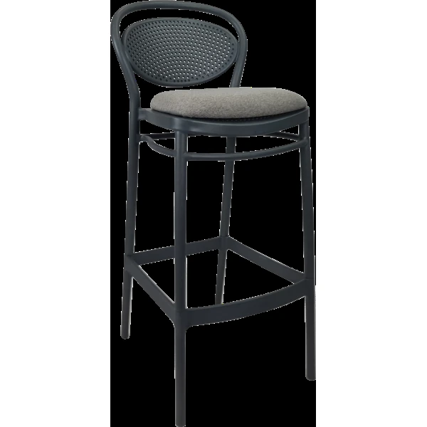 Siesta Marcel Bar Stool 75cm (Dry Bar Height) - Anthracite with Taupe Fabric Cushion