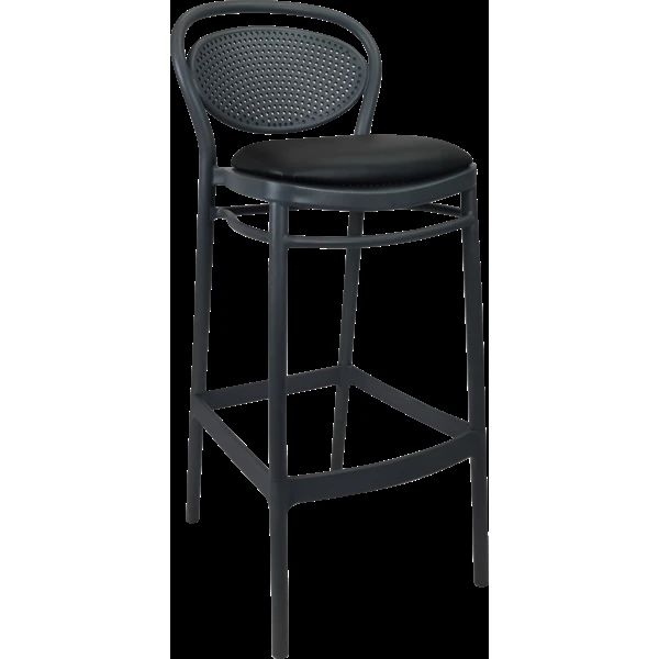 Siesta Marcel Bar Stool 75cm (Dry Bar Height) - Anthracite with Black Vinyl Cushion