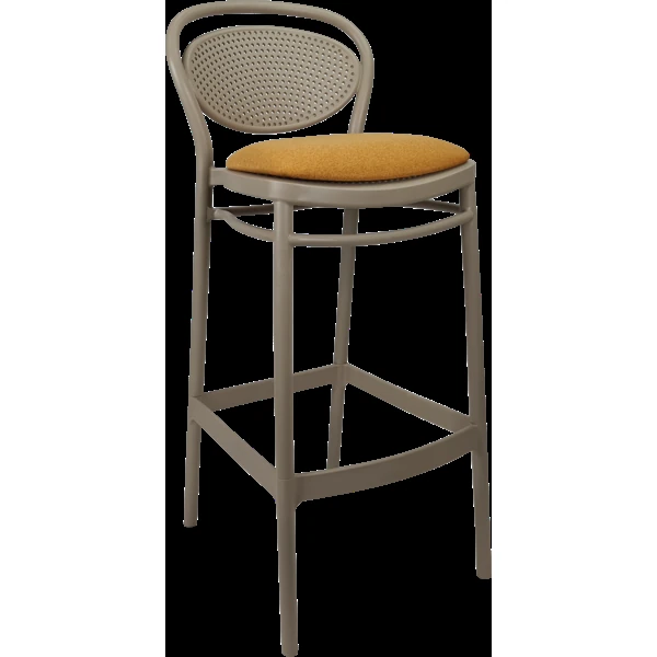 Siesta Marcel Bar Stool 75cm (Dry Bar Height) - Taupe with Orange Fabric Cushion