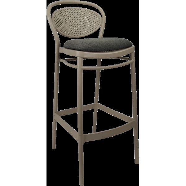 Siesta Marcel Bar Stool 75cm (Dry Bar Height) - Taupe with Anthracite Fabric Cushion