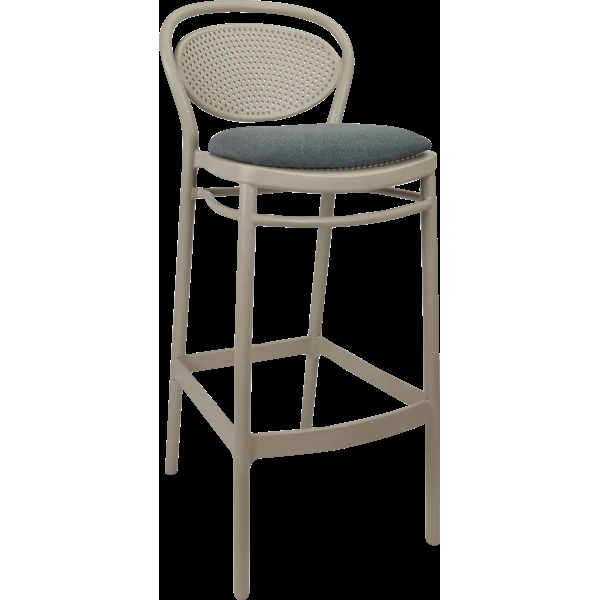 Siesta Marcel Bar Stool 65cm (Counter Height) - Taupe with Taupe Fabric Cushion