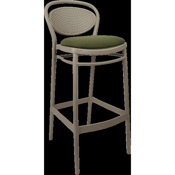 Siesta Marcel Bar Stool 65cm (Counter Height) - Taupe with Olive Green Fabric Cushion