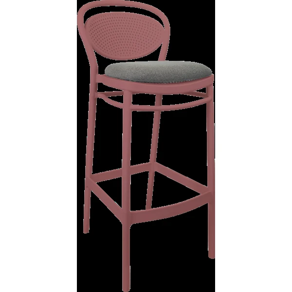 Siesta Marcel Bar Stool 65cm (Counter Height) - Marsala with Taupe Fabric Cushion