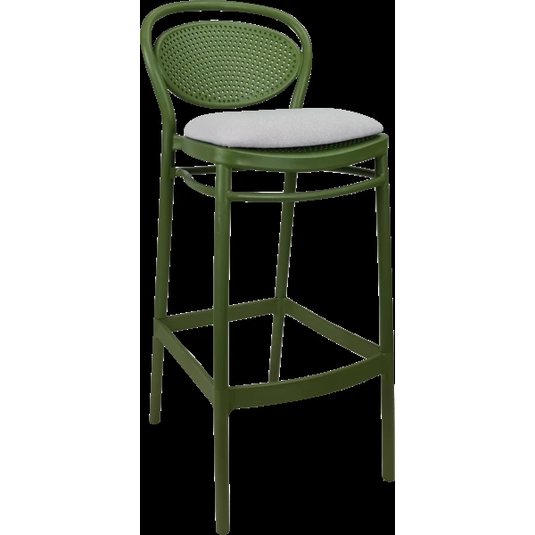 Siesta Marcel Bar Stool 65cm (Counter Height) - Olive Green with Light Grey Fabric Cushion