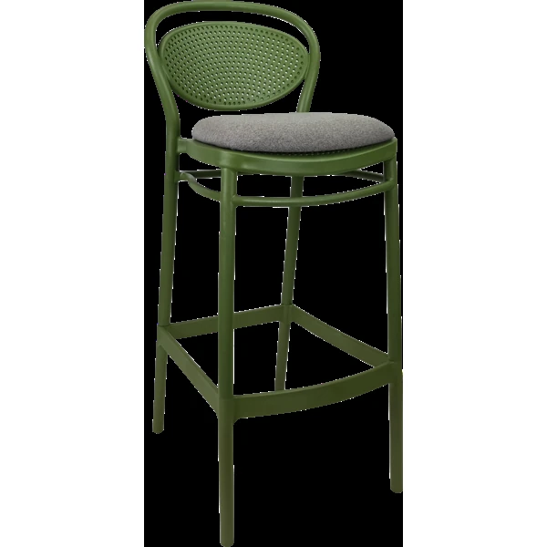 Siesta Marcel Bar Stool 65cm (Counter Height) - Olive Green with Taupe Fabric Cushion