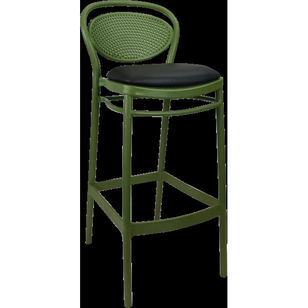 Siesta Marcel Bar Stool 65cm (Counter Height) - Olive Green with Black Vinyl Cushion