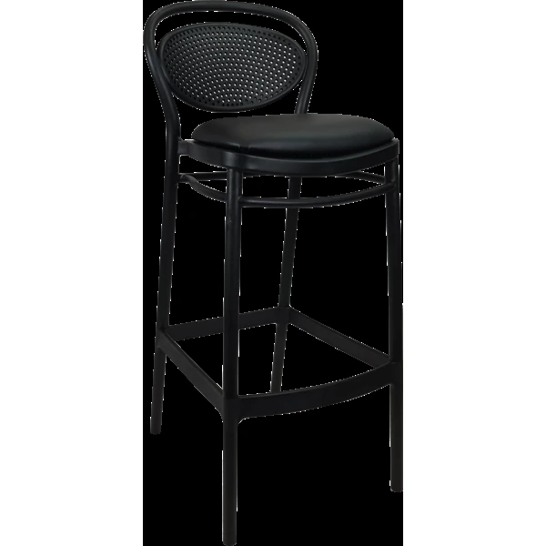 Siesta Marcel Bar Stool 65cm (Counter Height) - Black with Black Vinyl Cushion
