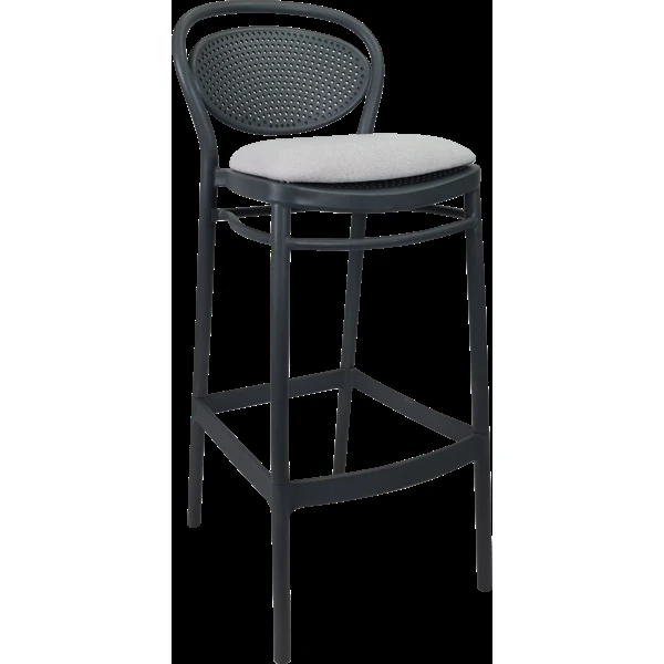 Siesta Marcel Bar Stool 65cm (Counter Height) - Anthracite with Light Grey Fabric Cushion