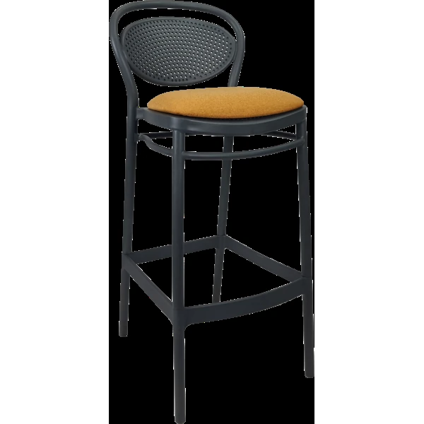 Siesta Marcel Bar Stool 65cm (Counter Height) - Anthracite with Orange Fabric Cushion