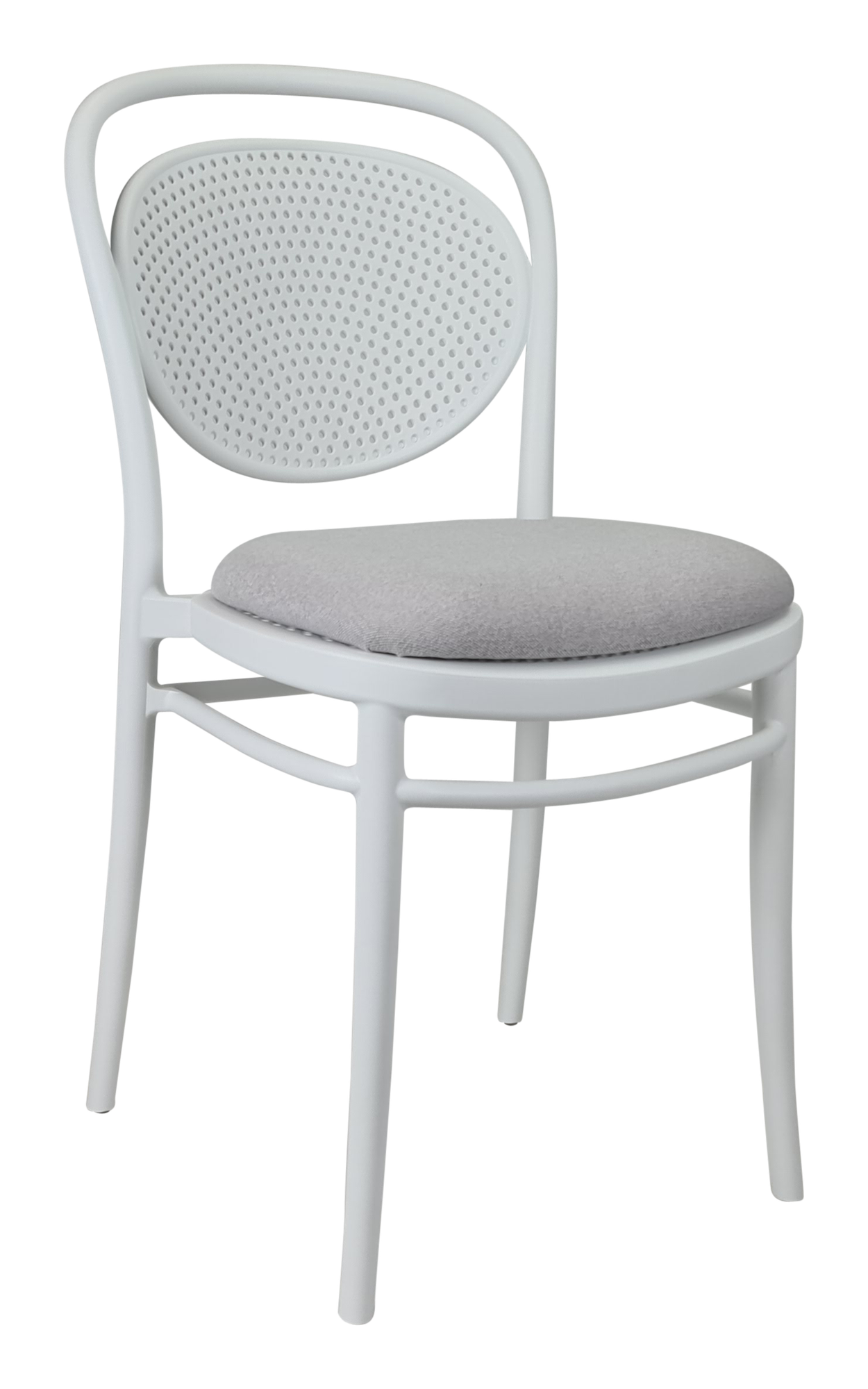 Siesta Marcel Chair - White with Light Grey Fabric Cushion