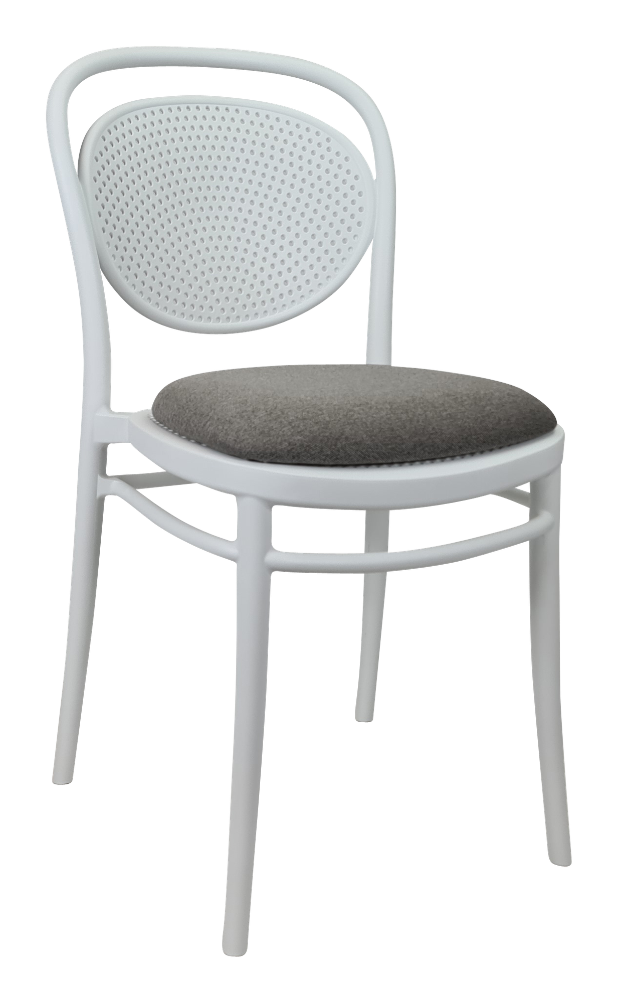 Siesta Marcel Chair - White with Taupe Fabric Cushion