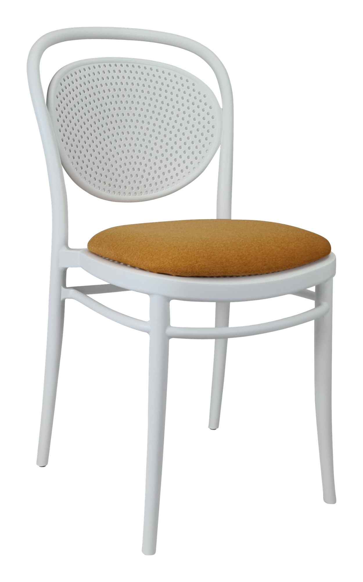 Siesta Marcel Chair - White with Orange Fabric Cushion