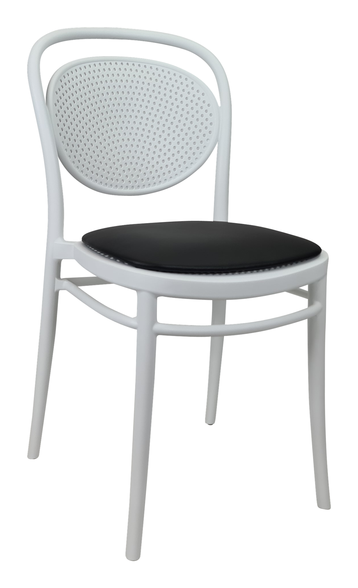 Siesta Marcel Chair - White with Black Vinyl Cushion