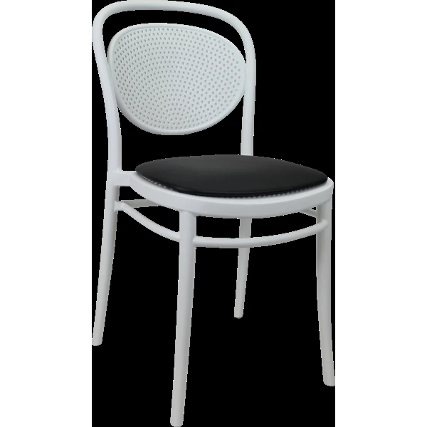 Siesta Marcel Chair - White with Black Vinyl Cushion