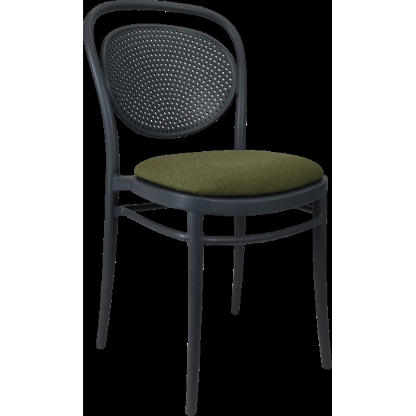 Siesta Marcel Chair - Anthracite with Olive Green Fabric Cushion