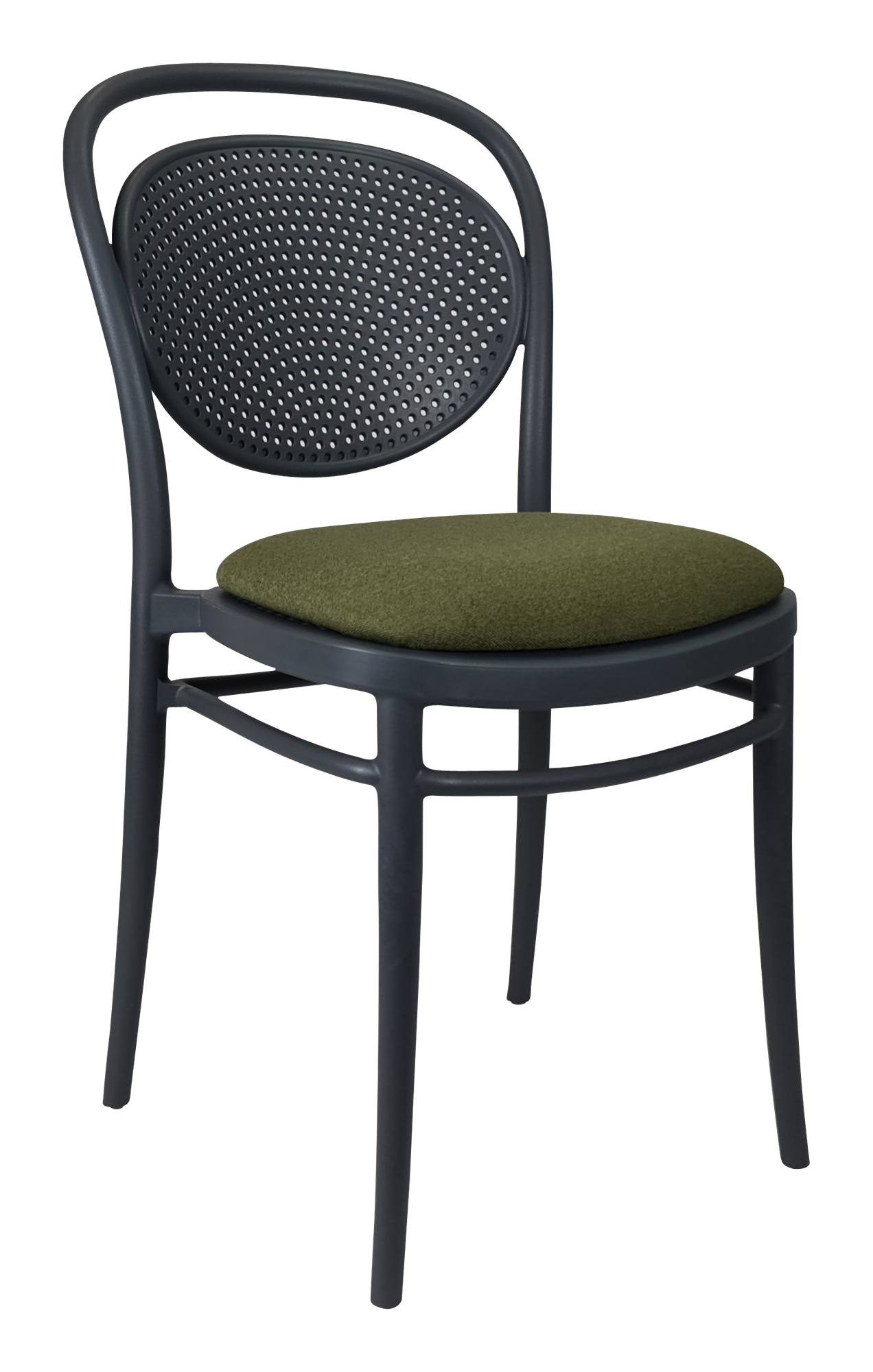 Siesta Marcel Chair - Anthracite with Olive Green Fabric Cushion