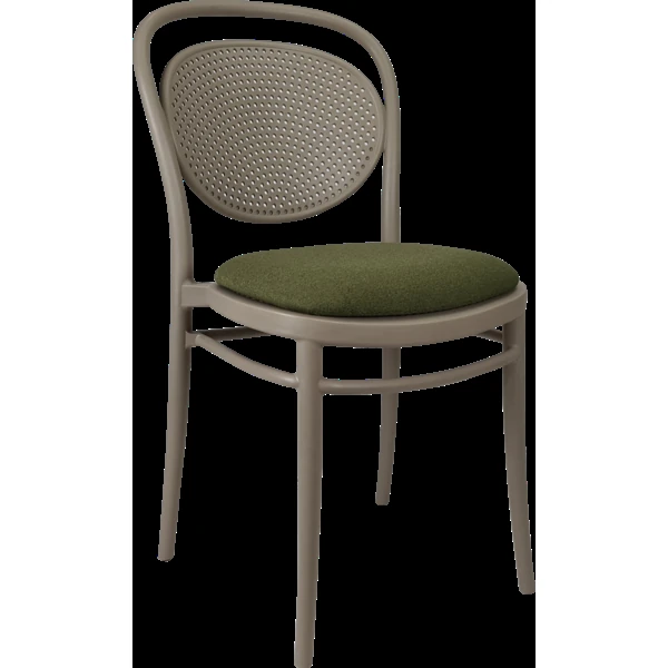 Siesta Marcel Chair - Taupe with Olive Green Fabric Cushion