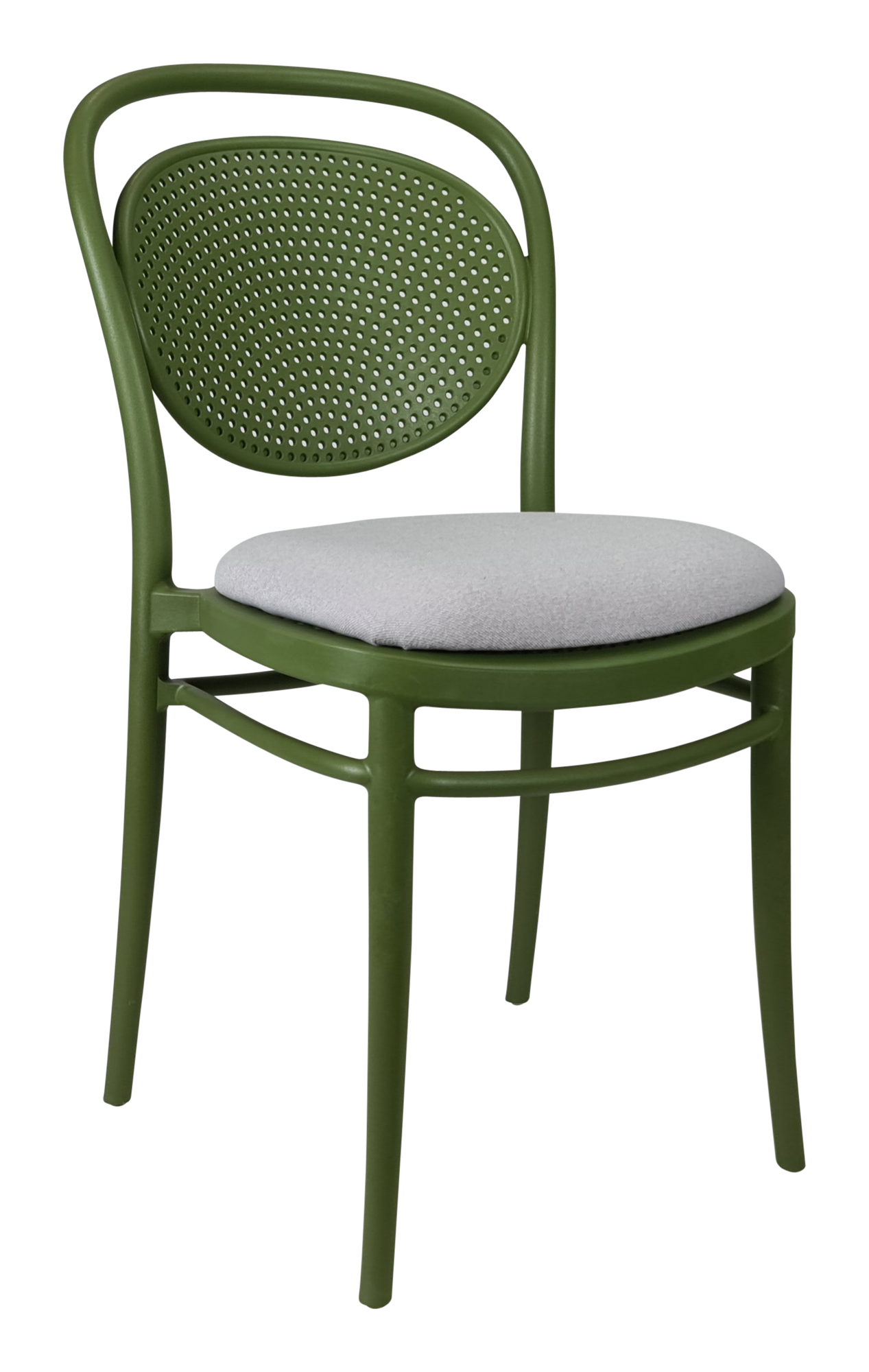 Siesta Marcel Chair - Olive Green with Light Grey Fabric Cushion