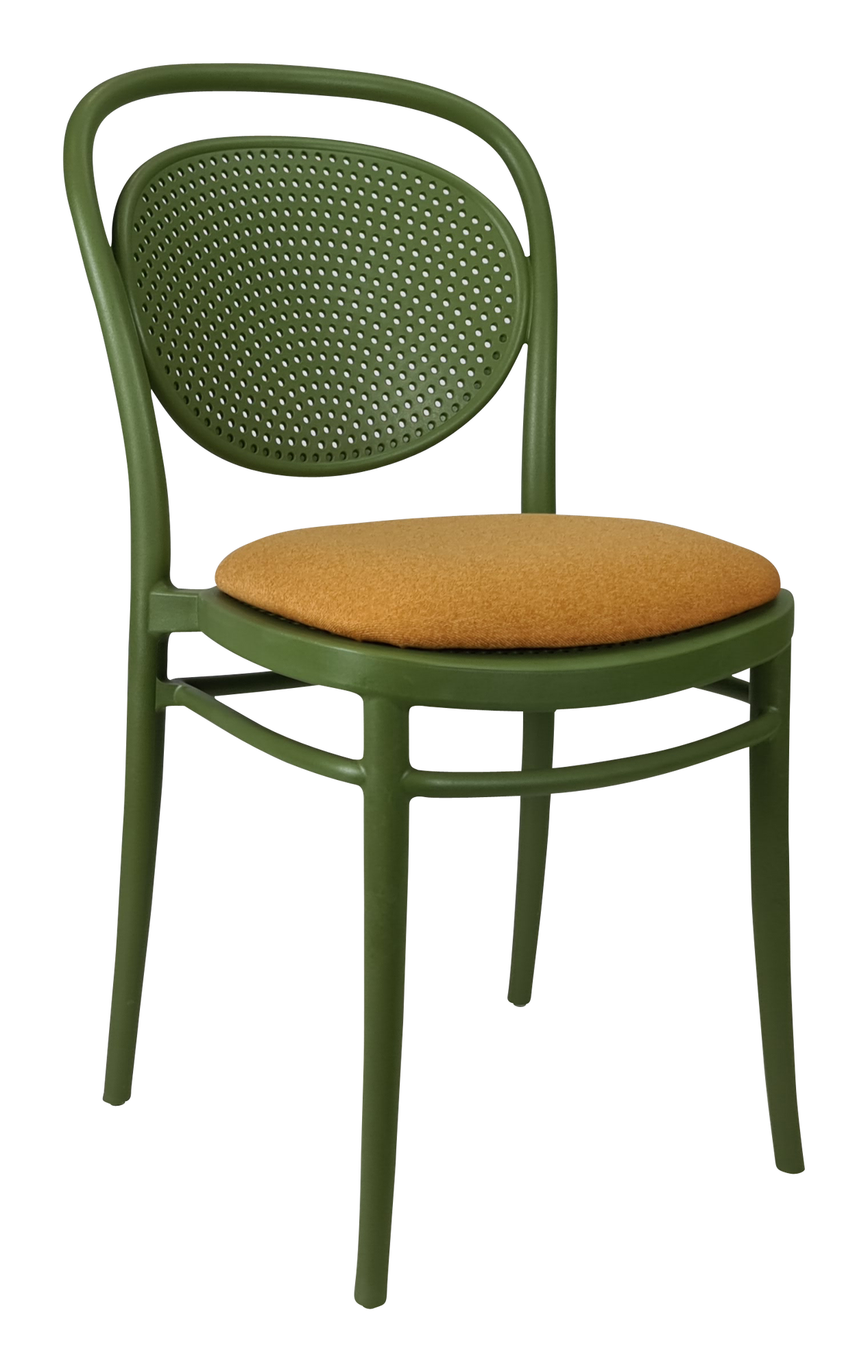 Siesta Marcel Chair - Olive Green with Orange Fabric Cushion