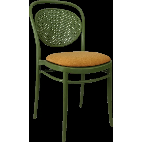 Siesta Marcel Chair - Olive Green with Orange Fabric Cushion