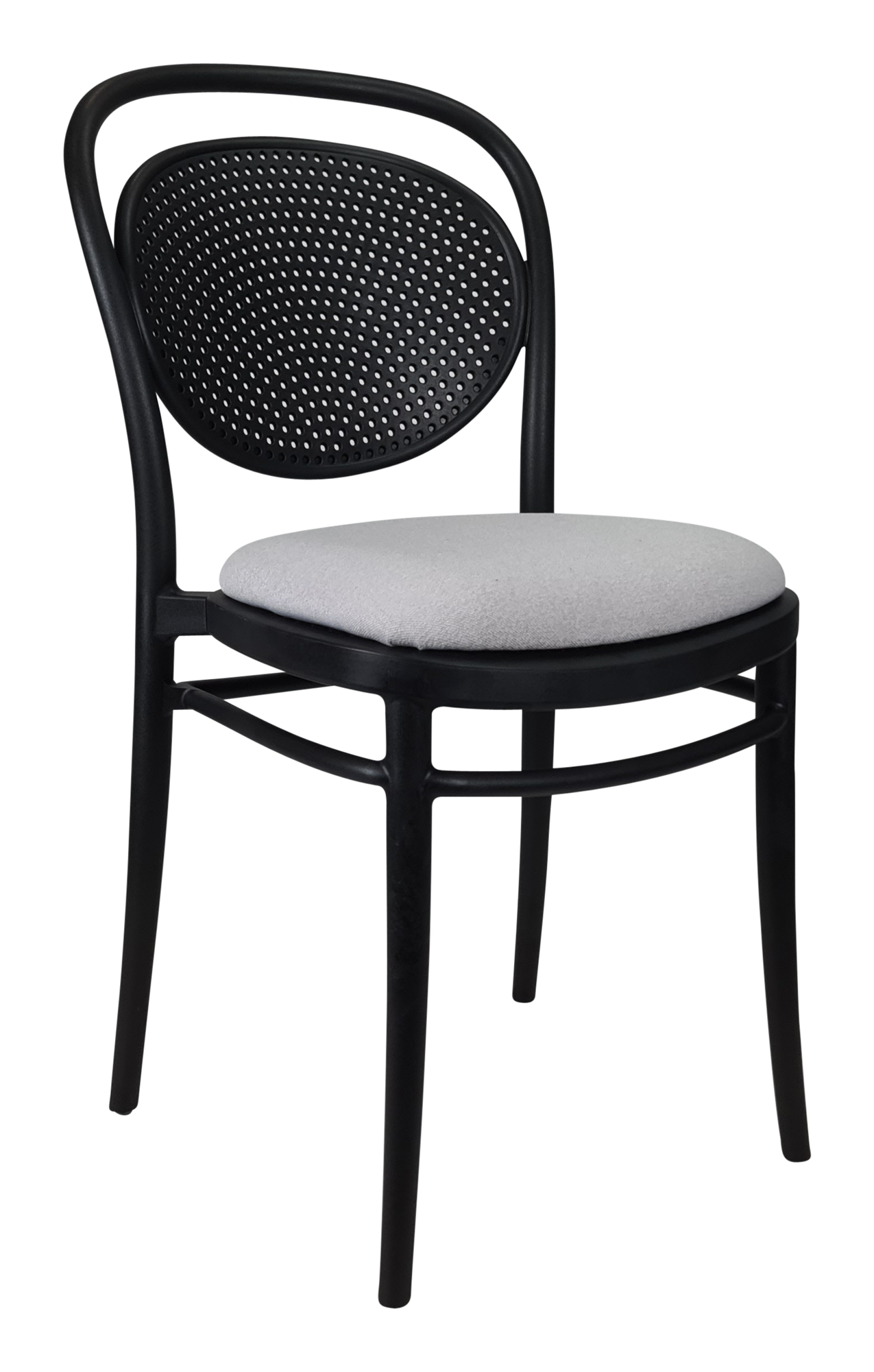 Siesta Marcel Chair - Black with Light Grey Fabric Cushion