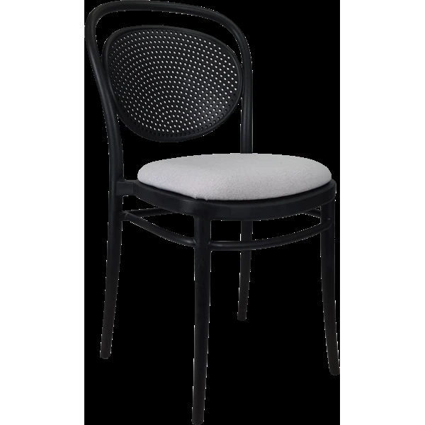 Siesta Marcel Chair - Black with Light Grey Fabric Cushion