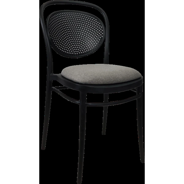 Siesta Marcel Chair - Black with Taupe Fabric Cushion