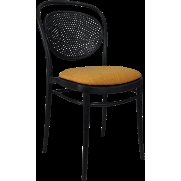 Siesta Marcel Chair - Black with Orange Fabric Cushion