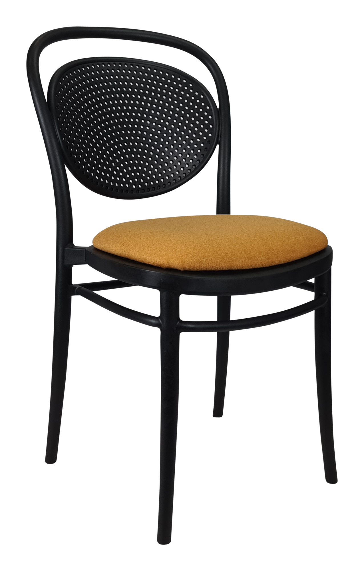 Siesta Marcel Chair - Black with Orange Fabric Cushion