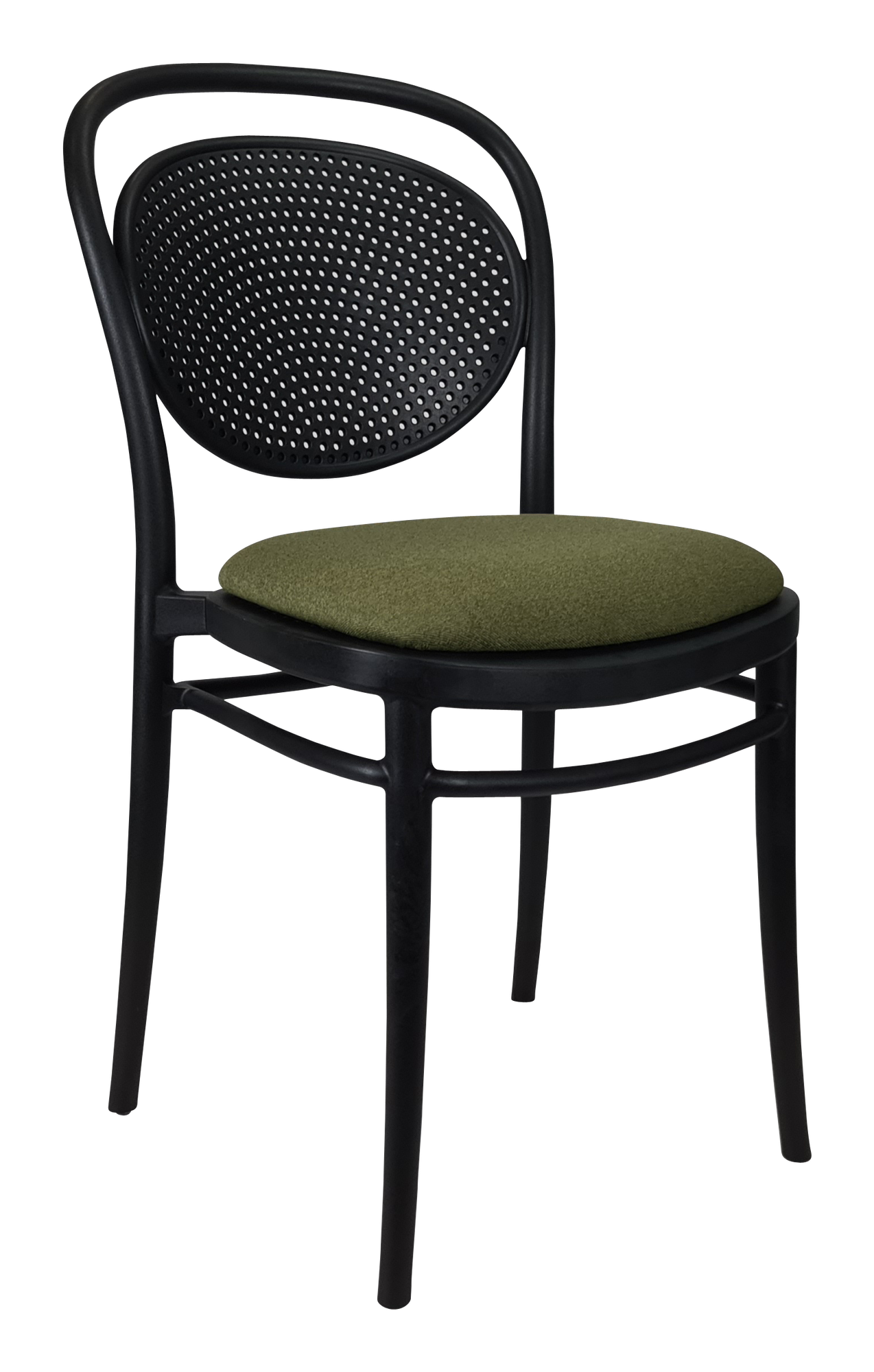 Siesta Marcel Chair - Black with Olive Green Fabric Cushion