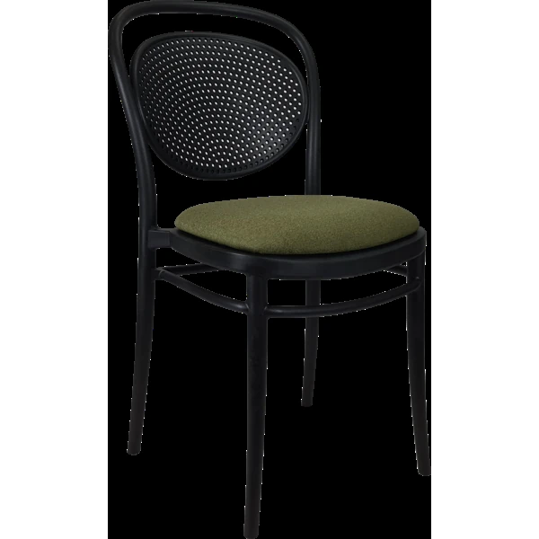 Siesta Marcel Chair - Black with Olive Green Fabric Cushion