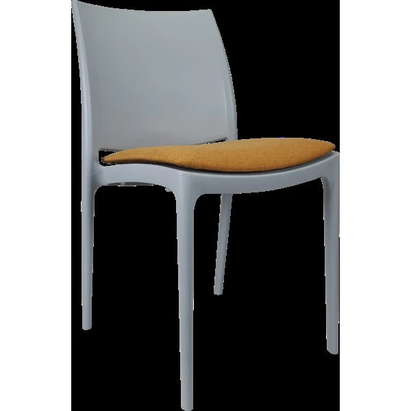 Siesta Maya Chair - Silver Grey with Orange Fabric Cushion