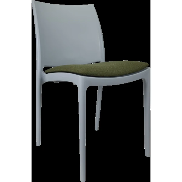 Siesta Maya Chair - Silver Grey with Olive Green Fabric Cushion