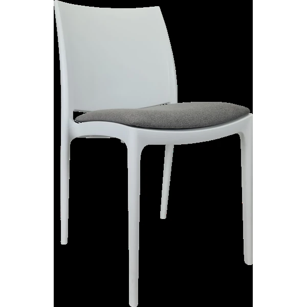 Siesta Maya Chair - White with Taupe Fabric Cushion