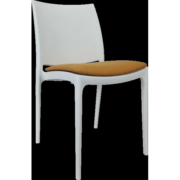 Siesta Maya Chair - White with Orange Fabric Cushion