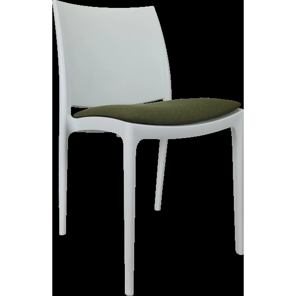 Siesta Maya Chair - White with Olive Green Fabric Cushion