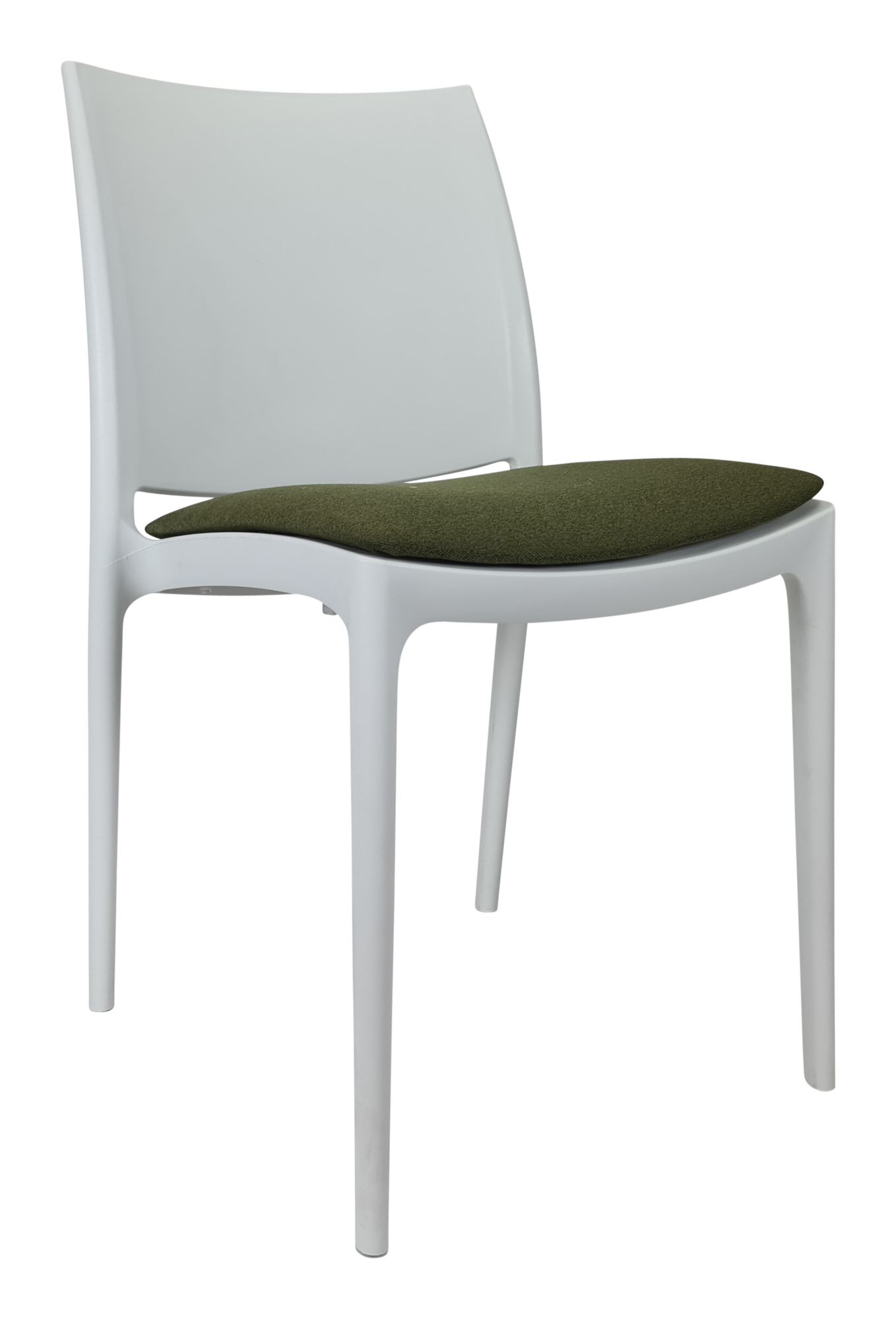 Siesta Maya Chair - White with Olive Green Fabric Cushion