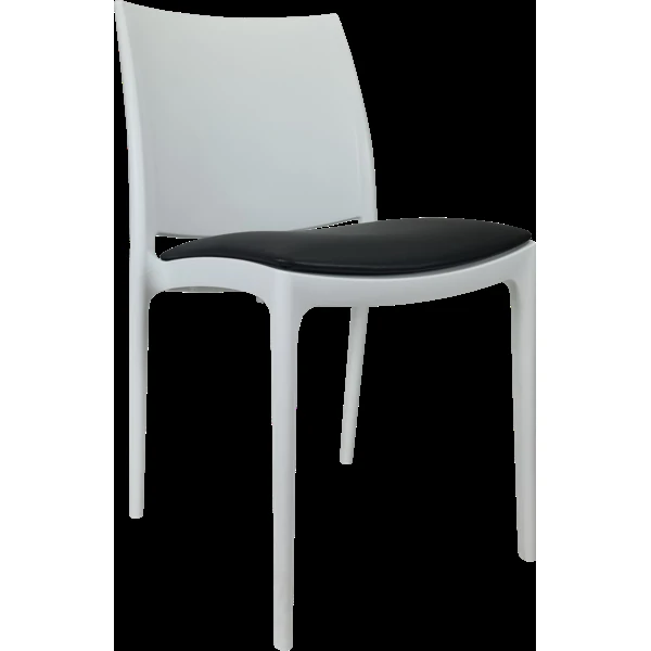 Siesta Maya Chair - White with Black Vinyl Cushion