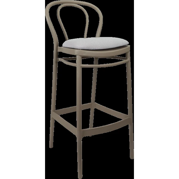 Siesta Victor Bar Stool 75cm (Dry Bar Height) - Taupe with Light Grey Fabric Cushion
