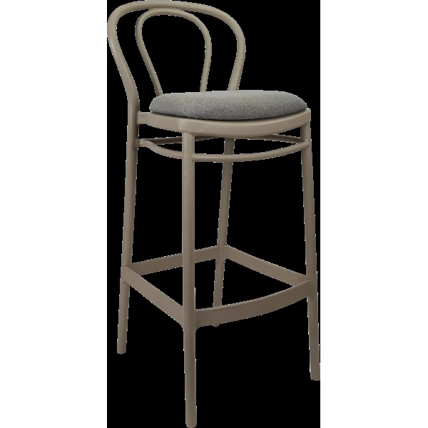 Siesta Victor Bar Stool 75cm (Dry Bar Height) - Taupe with Taupe Fabric Cushion