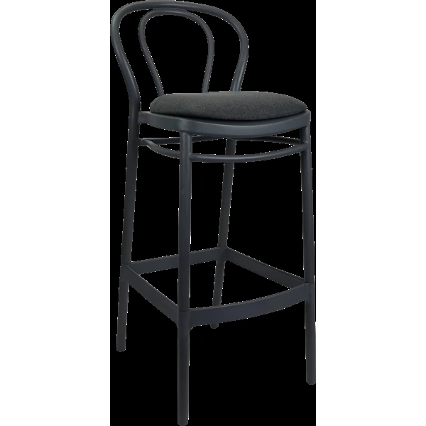 Siesta Victor Bar Stool 75cm (Dry Bar Height) - Anthracite with Anthracite Fabric Cushion