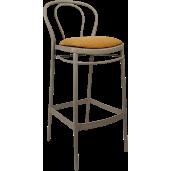 Siesta Victor Bar Stool 75cm (Dry Bar Height) - Taupe with Orange Fabric Cushion