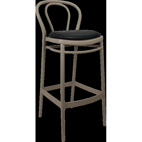 Siesta Victor Bar Stool 75cm (Dry Bar Height) - Taupe with Black Vinyl Cushion