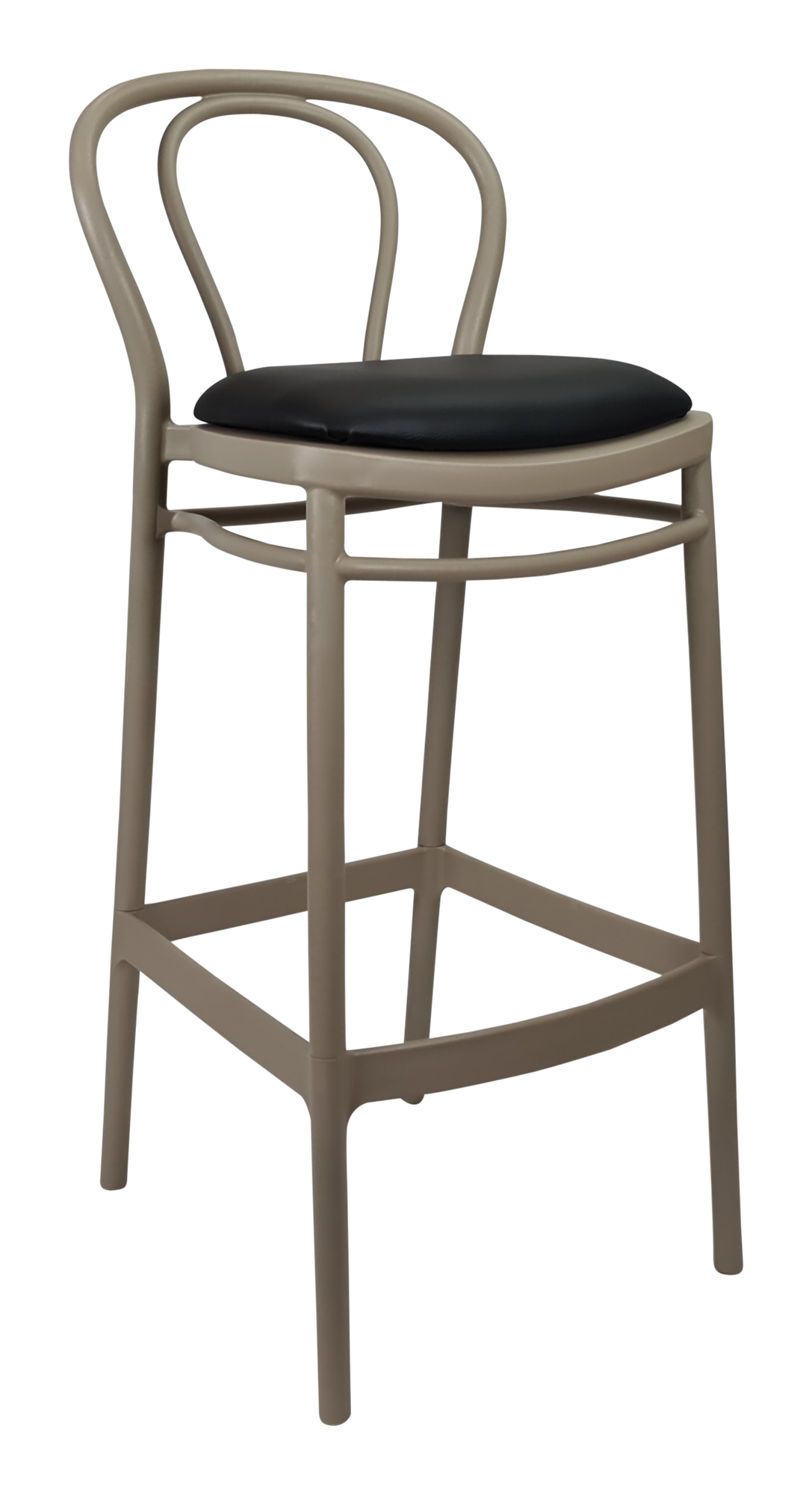 Siesta Victor Bar Stool 75cm (Dry Bar Height) - Taupe with Black Vinyl Cushion