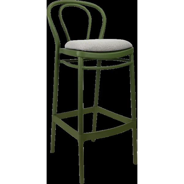 Siesta Victor Bar Stool 75cm (Dry Bar Height) - Olive Green with Light Grey Fabric Cushion