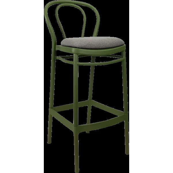 Siesta Victor Bar Stool 75cm (Dry Bar Height) - Olive Green with Taupe Fabric Cushion
