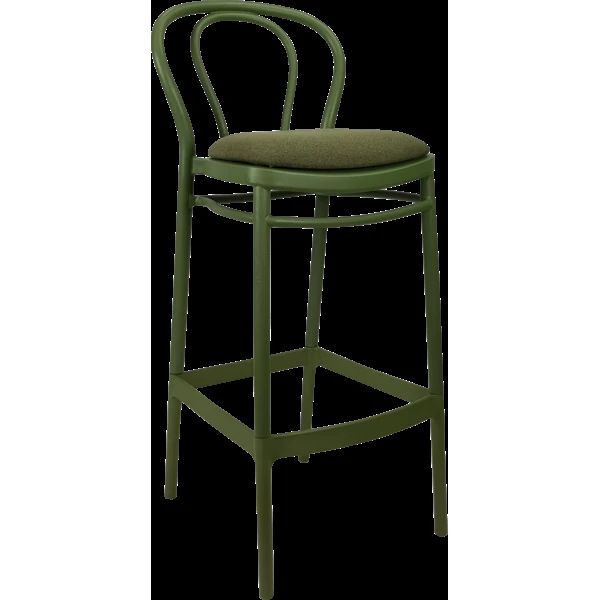 Siesta Victor Bar Stool 75cm (Dry Bar Height) - Olive Green with Olive Green Fabric Cushion