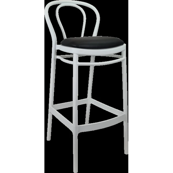 Siesta Victor Bar Stool 65cm (Counter Height) - White with Black Vinyl Cushion