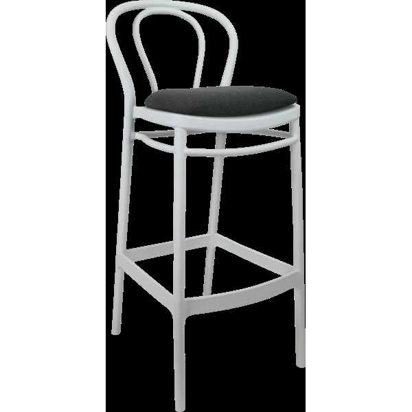 Siesta Victor Bar Stool 65cm (Counter Height) - White with Anthracite Fabric Cushion