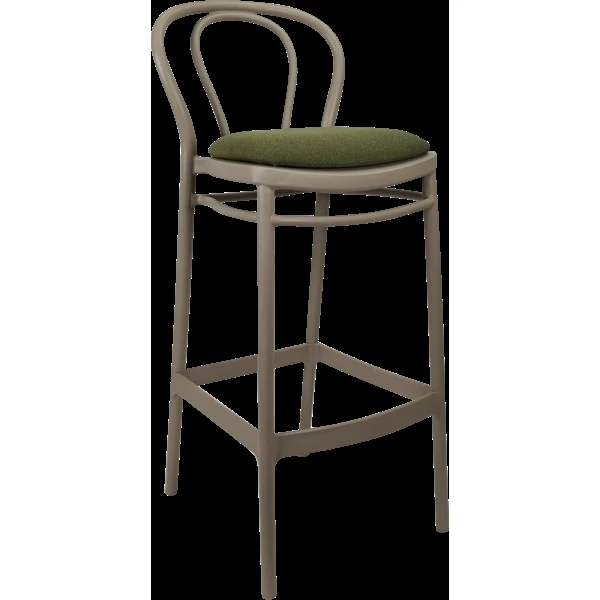 Siesta Victor Bar Stool 65cm (Counter Height) - Taupe with Olive Green Fabric Cushion